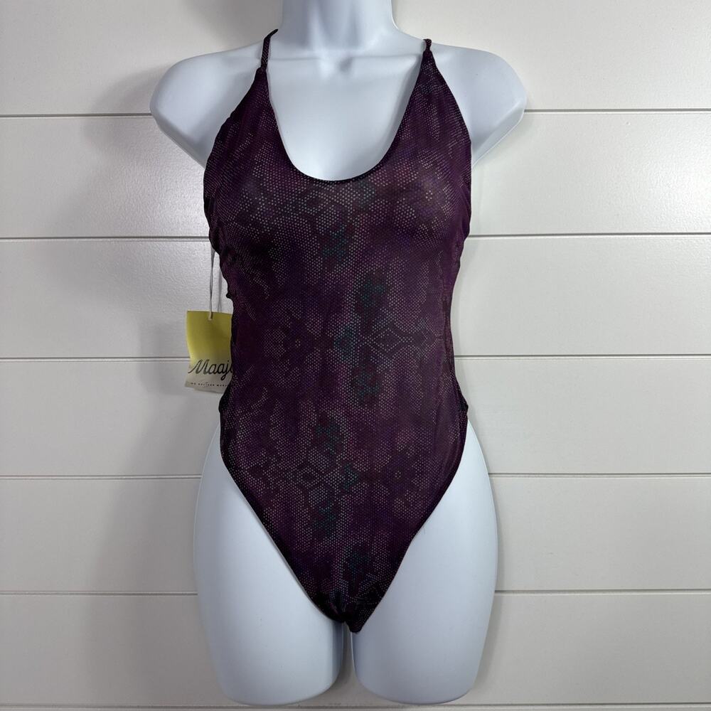 Maaji One Piece Swimsuit Reversible Multicolor Floral Print sz M - Picture 2 of 9